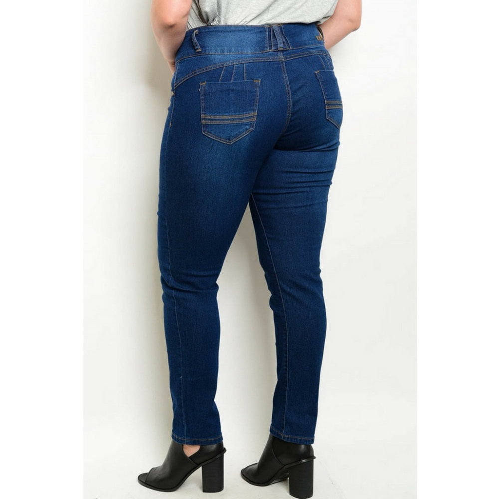 Dark Blue Plus Size Jeans {Kaba} - Picture 3 of 4